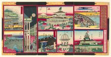 Eight Modern Views of Famous Places in Tokyo of Great Japan (Dai Nippon Tokyo kaika..., 1875. Creator: Utagawa Kunisada II