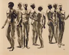 Eight male nudes, 1922. Creator: Franz Barwig the Elder