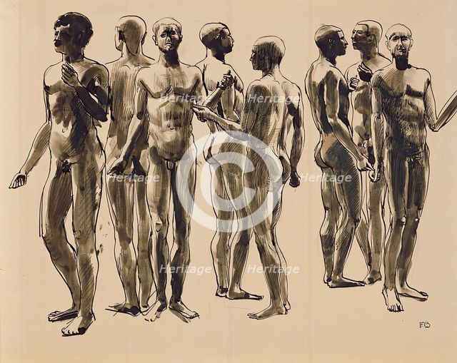 Eight male nudes, 1922. Creator: Franz Barwig the Elder.