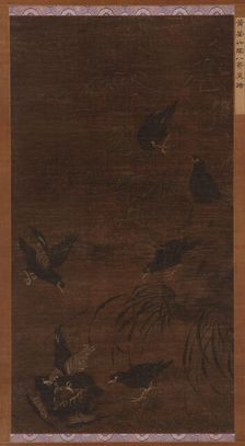 Eight Mynah Birds with Bamboo and Orchids, Ming dynasty, 16th century. Creator: Unknown