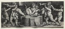 Eight Nude Children at a Well, 1539. Creator: Heinrich Aldegrever (German, 1502-1555/61)