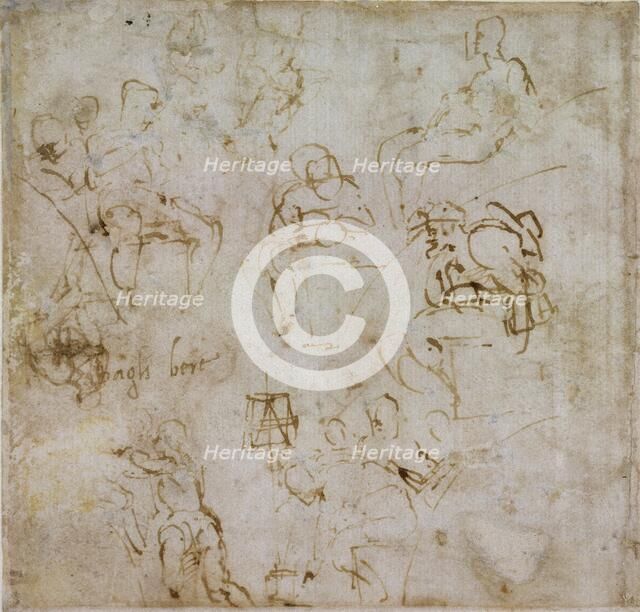 Eight small Figure Studies, c1490-1560. Artist: Michelangelo Buonarroti.