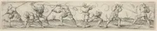 Eight Soldiers Engaged in Fencing Exercises, c. 1541. Creator: Virgil Solis