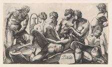 Eight Satyres and Satyresses Finishing a Meal, 1607-61. Creator: Pierre Biard