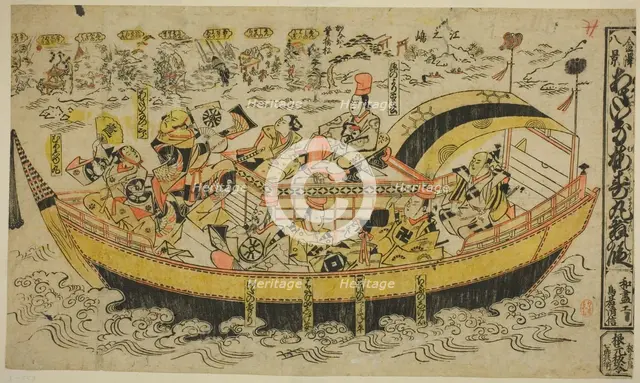 Eight Scenes of Kanazawa (Kanazawa hakkei): The Dance of Asahina and Umejumaru..., c. 1707. Creator: Torii Kiyonobu I.