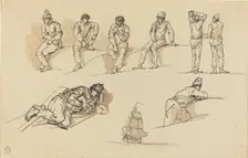 Eight Studies of Figures and a Ship at Sea. Creator: Claude-Joseph Vernet