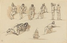 Eight Studies of Figures and a Ship at Sea. Creator: Claude-Joseph Vernet