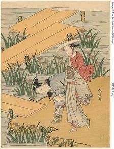 Eight-Plank Bridge (parody of "Tales of Ise"), c. 1767. Creator: Suzuki Harunobu