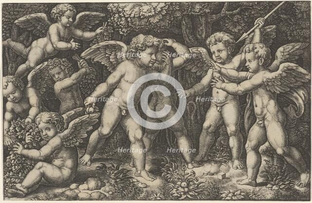 Eight putti playing, 1530-60. Creator: Master of the Die.