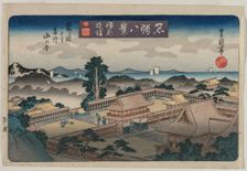 Eight Views of Famous Places: Evening Bell in Kamakura: The Mountains in Awa Province..., early 1830 Creator: Utagawa Toyokuni II (Japanese, 1777-1835)