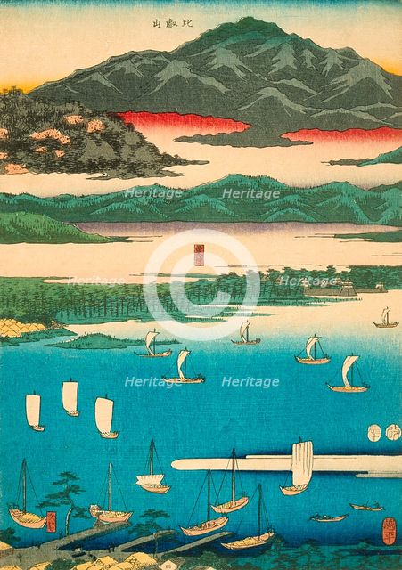 Eight Views of Omi: Miidera, Ishiyama, Seta (image 1 of 3), 1856. Creator: Ando Hiroshige.