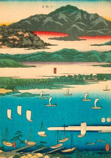 Eight Views of Omi: Miidera, Ishiyama, Seta (image 1 of 3), 1856. Creator: Ando Hiroshige