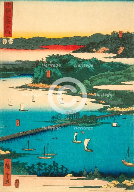 Eight Views of Omi: Miidera, Ishiyama, Seta (image 2 of 3), 1856. Creator: Ando Hiroshige.