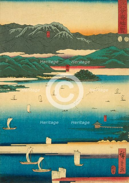Eight Views of Omi: Miidera, Ishiyama, Seta (image 3 of 3), 1856. Creator: Ando Hiroshige.
