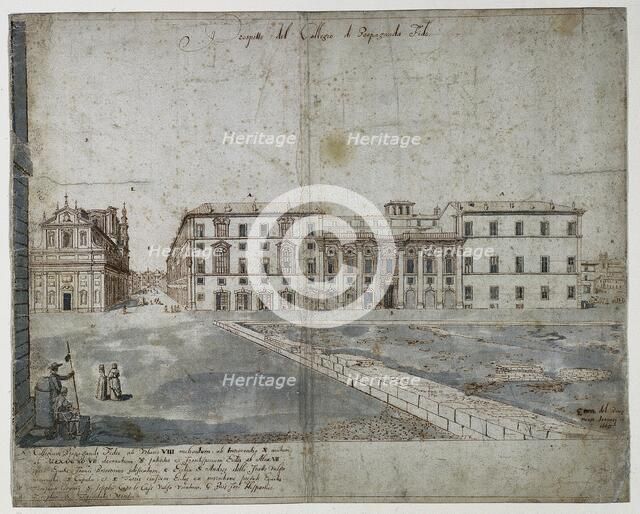 Eighteen Views of Rome: The Collegio di Propaganda Fide (recto), 1665. Creator: Lievin Cruyl (Flemish, c. 1640-c. 1720).