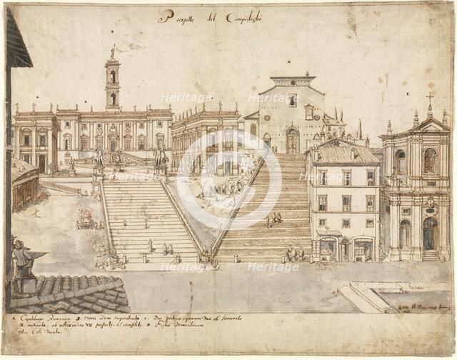 Eighteen Views of Rome: The Campidoglio, 1665. Creator: Lievin Cruyl (Flemish, c. 1640-c. 1720).