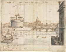 Eighteen Views of Rome: The Castel SantAngelo, 1665. Creator: Lievin Cruyl (Flemish, c. 1640-c. 1720)