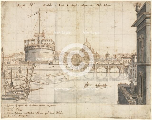 Eighteen Views of Rome: The Castel SantAngelo, 1665. Creator: Lievin Cruyl (Flemish, c. 1640-c. 1720).