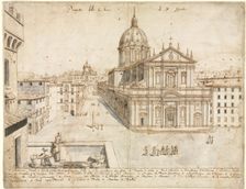 Eighteen Views of Rome: The Church of SantIgnazio, 1665. Creator: Lievin Cruyl (Flemish, c. 1640-c. 1720)