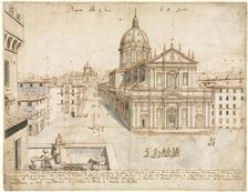Eighteen Views of Rome: The Church of SantIgnazio, 1665. Creator: Lievin Cruyl (Flemish, c. 1640-c. 1720)