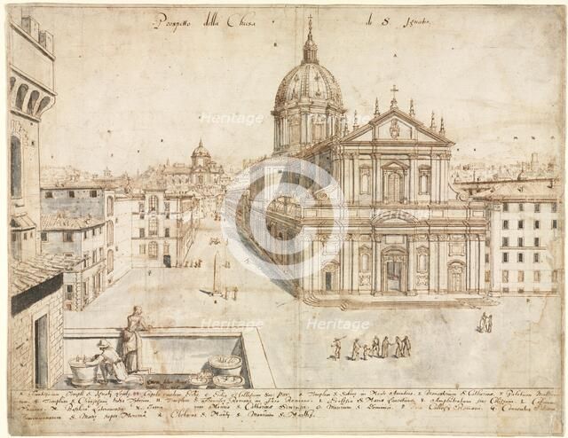 Eighteen Views of Rome: The Church of SantIgnazio, 1665. Creator: Lievin Cruyl (Flemish, c. 1640-c. 1720).