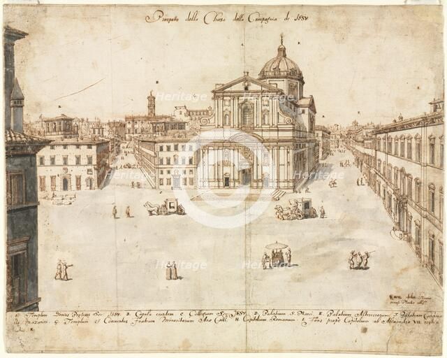 Eighteen Views of Rome: The Church of the Gesù, 1665. Creator: Lievin Cruyl (Flemish, c. 1640-c. 1720).