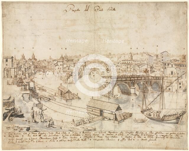 Eighteen Views of Rome: The Ponte Rotto, 1665. Creator: Lievin Cruyl (Flemish, c. 1640-c. 1720).
