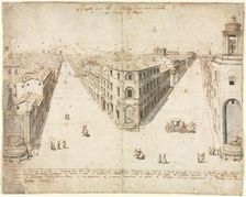 Eighteen Views of Rome: The Quattro Fontane Looking Toward Monte Cavallo, 1665. Creator: Lievin Cruyl (Flemish, c. 1640-c. 1720)