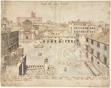 Eighteen Views of Rome: The Trevi Fountain, 1665. Creator: Lievin Cruyl (Flemish, c. 1640-c. 1720)
