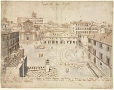 Eighteen Views of Rome: The Trevi Fountain, 1665. Creator: Lievin Cruyl (Flemish, c. 1640-c. 1720)