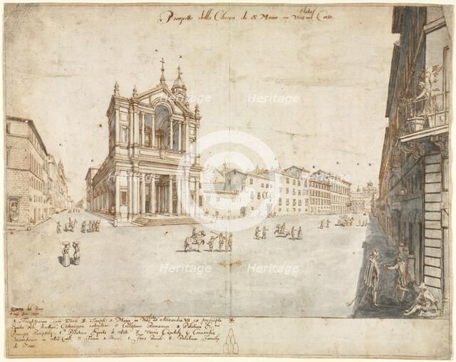 Eighteen Views of Rome: Santa Maria in Via Lata, 1665. Creator: Lievin Cruyl (Flemish, c. 1640-c. 1720).