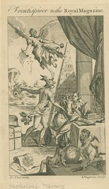 Eighteenth-century allegorical depiction of the purpose and content of the "Royal Magazine", c1760. Creator: Ignace Fougeron