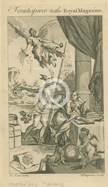 Eighteenth-century allegorical depiction of the purpose and content of the "Royal Magazine", c1760. Creator: Ignace Fougeron.