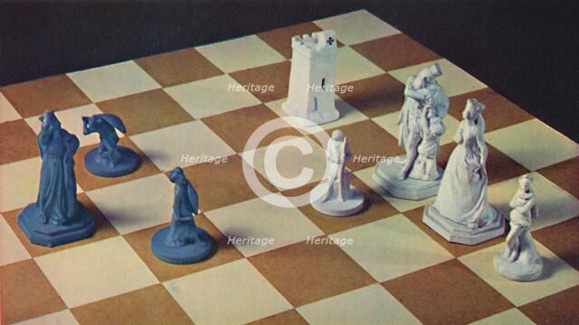 'Eighteenth-Century Chessmen in Blue and White Stoneware', 1948. Artist: Unknown.