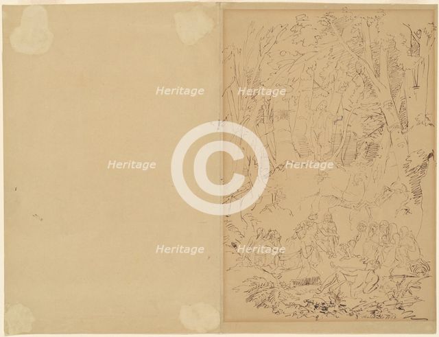 Eighteenth-Century Colonist Preaching to Indians, 1852. Creator: Emanuel Gottlieb Leutze.