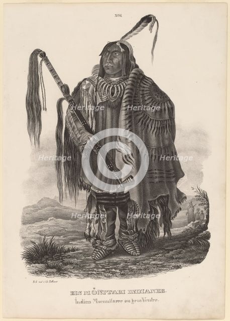 Ein Monitari Indianer, 1839. Creator: Karl Bodmer.