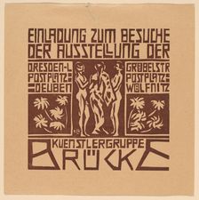 Einladung...Ausstellung der Kuenstlergruppe Brücke (Invitation to an Exhibition of the..., 1906. Creator: Ernst Kirchner