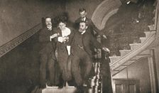 Ejection of a woman questioner from City Temple, London, 12 November 1908