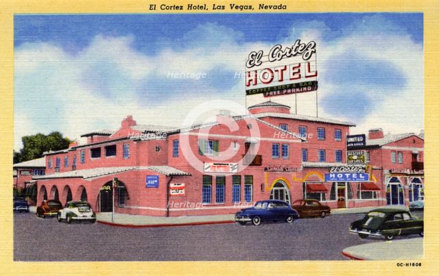 'El Cortez Hotel, Las Vegas, Nevada', postcard, 1950. Artist: Unknown