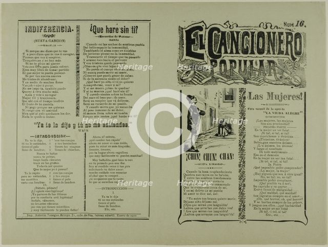 El cancionero popular, num. 16 (The Popular Songbook, No. 16), n.d. Creator: José Guadalupe Posada.