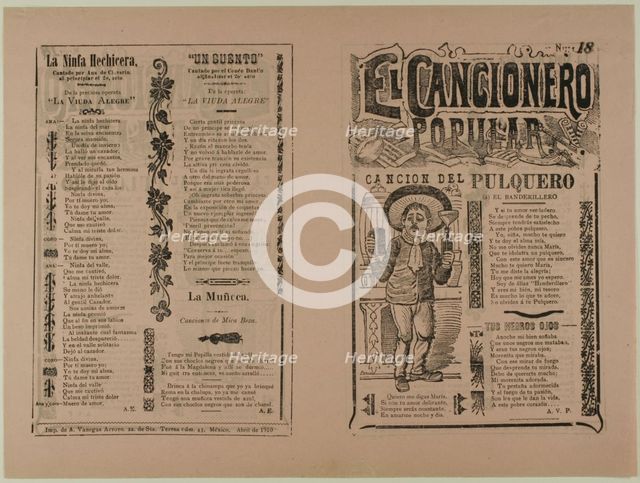 El cancionero popular, num. 18 (The Popular Songbook, No. 18), 1910. Creator: José Guadalupe Posada.