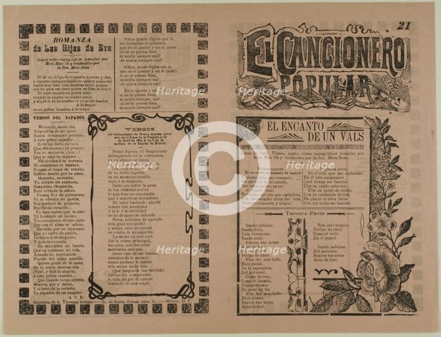 El cancionero popular, num. 21 (The Popular Songbook, No. 21), n.d. Creators: Manuel Manilla, José Guadalupe Posada.