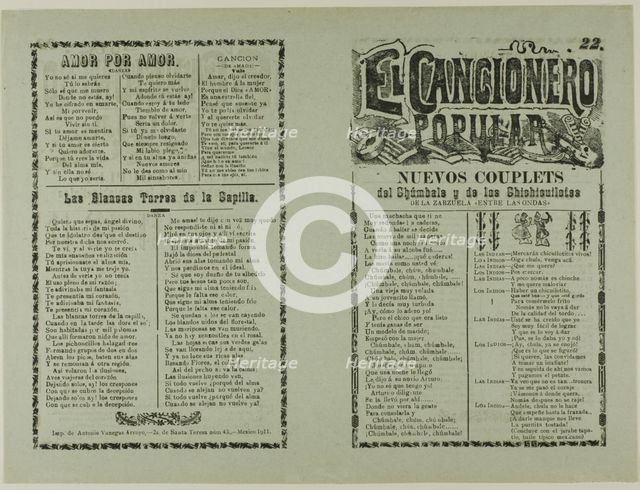 El cancionero popular, no. 22 (The Popular Songbook, No. 22), n.d. Creator: Unknown.