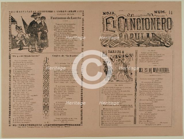 El cancionero popular, hoja num. 14 (The Popular Songbook, Sheet No. 14), n.d. Creator: José Guadalupe Posada.