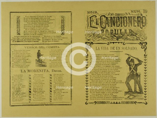 El cancionero popular, hoja num. 19 (The Popular Songbook, Sheet No. 19), n.d. Creator: Manuel Manilla.