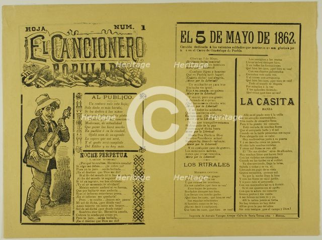 El cancionero popular, hoja num. 1 (The Popular Songbook, Sheet No. 1), n.d. Creator: José Guadalupe Posada.