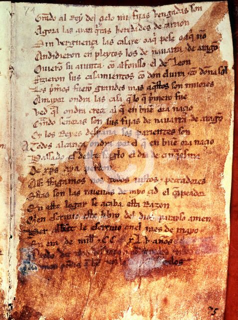 El Cantar del Mio Cid (The Song of the Cid). Manuscript. Fol. Per Abbat, 1307.