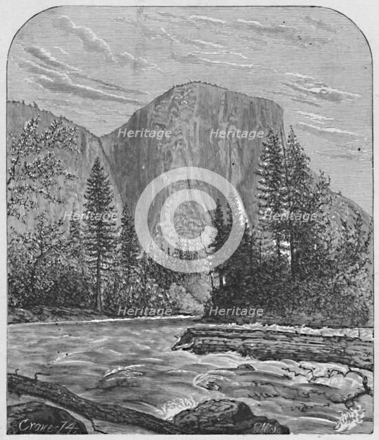 'El Capitan from Merced River', 1874, (1883). Artist: C Crane.