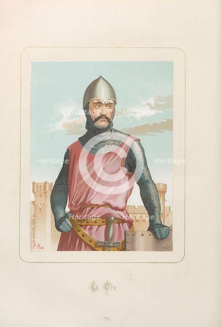 El Cid (Rodrigo Díaz de Vivar). From: Hombres y mujeres ce?lebres de todos los tiempos..., 1875-1877 Creator: Anonymous.