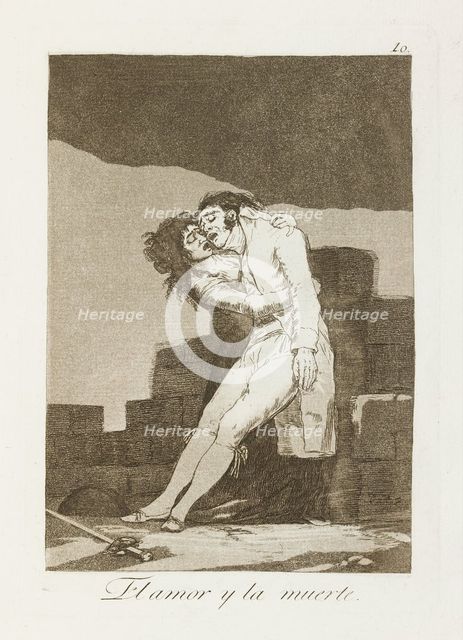 El amor y la muerte.; Los Caprichos, pl.10, 1799. Creator: Francisco Goya.